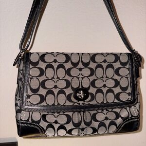 COACH signature black and gray Hampton shoulder bag